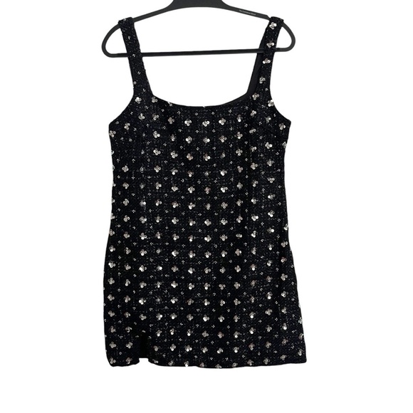 Storia Sequin Tweed Clovers Flowers Side Slit Mini Party Dress Size Large - Picture 5 of 16